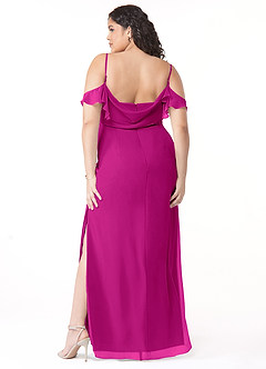 Azazie Emeralda Vestidos de damas de honor Vestido de Fucsia de Gasa de Corte Recto con Vestidos sin tirantes image8