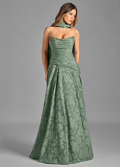 Azazie Gabriela Robes de demoiselle d'honneur Robe Trapèze en Blumen-Burnout Sans bretelles Matcha image3