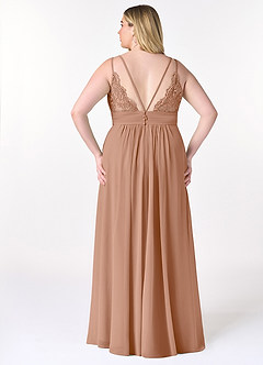 Azazie Maren Allure Abiti da Damigella Abito A-Line in Chiffon con Scollo a V in Pizzo Champagne Rosa image7