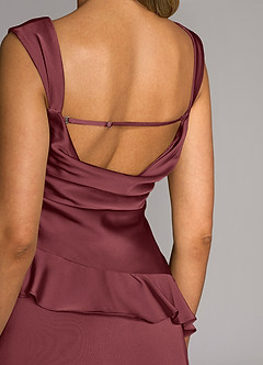 Azazie Sloane Bridesmaid Dresses Merlot A-Line Sweetheart Neckline Stretch Satin Dress image6