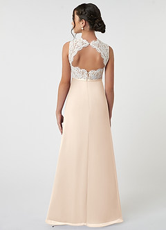 Azazie Rana Junior White Alabaster A-Line Lace Chiffon Dress image2