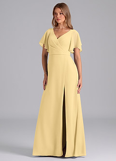 Azazie Ambrosia Bridesmaid Dresses Butter A-Line Pleated Chiffon Dress image1