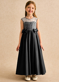 Azazie Candy Girl Final Sale Champagne Ball-Gown Bow Matte Satin Dress image4