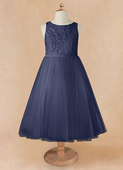 Azazie Calla Flower Girl Dresses Stormy Ball-Gown Lace Tulle Dress image7