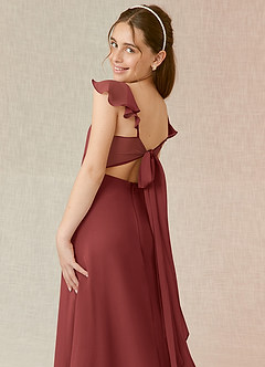 Azazie Everett Junior Terracotta A-Line Chiffon Dress image7
