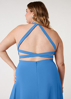 Azazie Clarice Bridesmaid Dresses Blue Jay A-Line Halter Chiffon Dress image10