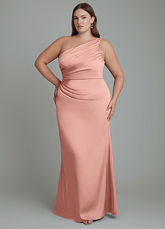 Azazie Akilah Bridesmaid Dresses Rosette Mermaid One Shoulder Stretch Satin Dress image8