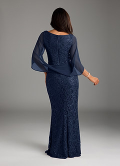 Azazie Lulu Mother of the Bride Dresses Dark Navy Mermaid V-Neck Sequins Chiffon Dress image7
