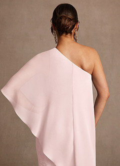 Azazie Wilma Mother of the Bride Dresses Blushing Pink Sheath One Shoulder Floral Burnout Dress image7