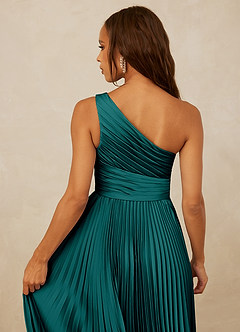 Christian Siriano Bridal for Azazie 1008 Bridesmaid Dresses Peacock A-Line One Shoulder Stretch Satin Dress image6