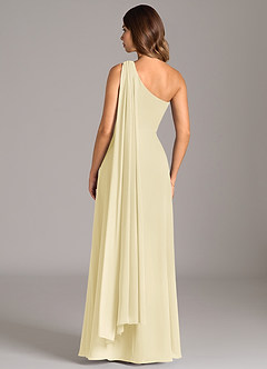 Azazie Tella Bridesmaid Dresses Lemon Sorbet A-Line One Shoulder Chiffon Dress image6