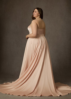 Azazie Alta Bröllopsklänningar Klä av A-Linje i Stretch Satin Axelbandslös Engelsk Ros image9