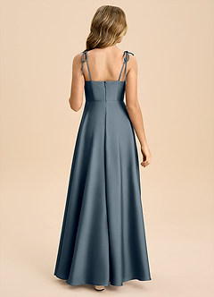 Azazie Popsy Junior Twilight A-Line Bow Stretch Satin Dress image3