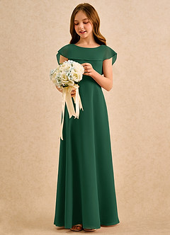 Azazie Kittie Girls Formal Flower Girl Dresses Dark Green A-Line Chiffon Dress image3