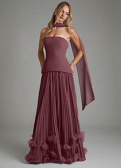 Azazie Alex Bridesmaid Dresses Sangria A-Line Corset Chiffon Dress image3