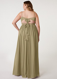Azazie Zeya Bridesmaid Dresses Moss Green A-Line V-Neck Pleated Chiffon Dress image7
