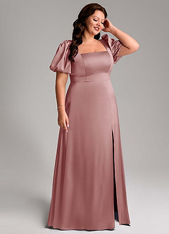 Azazie Fyona Bridesmaid Dresses Dusty Rose A-Line Pleated Stretch Satin Dress image13