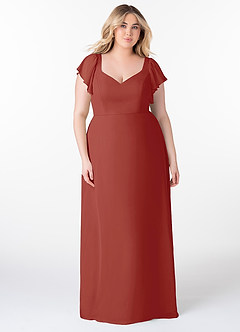 Azazie Syenna Bridesmaid Dresses Terracotta A-Line Ruched Chiffon Dress image6