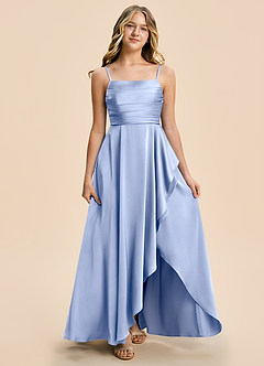 Azazie Naveah Junior Ice A-Line Ruched Stretch Satin Dress image4