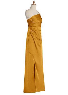 Azazie Eren Junior Etui Plissee Stretch-Satin Kleid Butterscotch image6