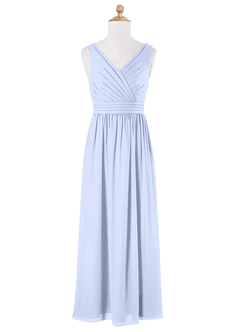 Azazie Kora Junior Ice A-Line Pleated Chiffon Dress image5