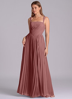 Azazie Mina Final Sale Desert Rose A-Line Pleated Chiffon Dress image1