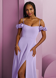 Barbie ♥ Azazie Bridesmaid Dresses Lilac A-Line Off the Shoulder Chiffon Convertible Dress image3
