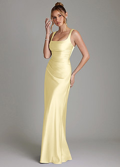 Azazie Agustina Bridesmaid Dresses Lemon Sorbet Mermaid Corset Stretch Satin Dress image5