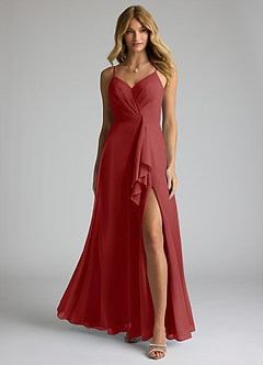 Azazie Akita Bridesmaid Dresses Rust A-Line Chiffon Dress image3