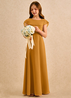 Azazie Kittie Girls Formal Flower Girl Klänningar Klä A-Line i Chiffong image3