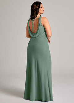 Azazie Rylina Jurken voor bruidsmeisjes Jurk van Chiffon met Zeemeermin Geplooid Eucalyptus image8