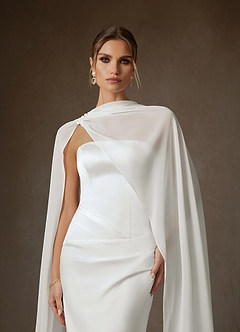 Azazie Begonia Robes de mariée Robe Fourreau en Satin extensible Bustier Blanc De Diamant image6