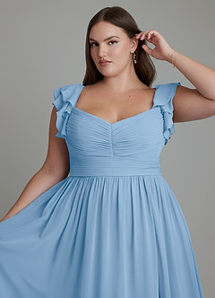 Azazie Anaya Bridesmaid Dresses Powder Blue A-Line Sweetheart Neckline Chiffon Dress image14