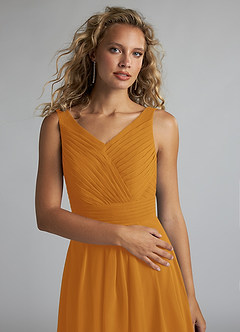 Azazie Grace Bridesmaid Dresses Butterscotch A-Line Pleated Chiffon Dress image5