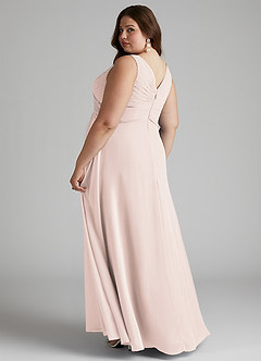 Azazie Flora Jurken voor bruidsmeisjes Jurk van Chiffon met A-Lijn Geplooid Rozenblaadje image11