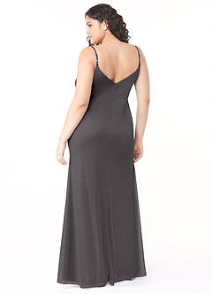 Azazie Deandra Bridesmaid Dresses Steel Grey Mermaid Pleated Mesh Dress image7
