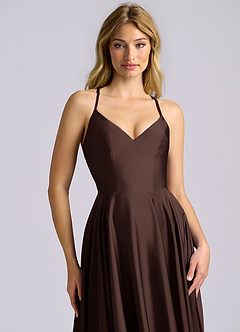 Azazie Truce Abiti da Damigella Abito A-Line in Raso Elasticizzato Ganache image7