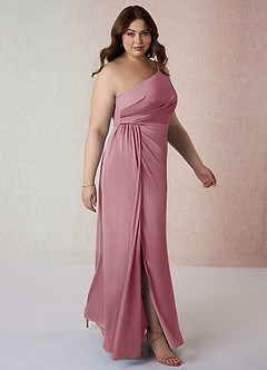 Azazie Mika Final Sale Vintage Mauve Sheath One Shoulder Stretch Satin Dress image10