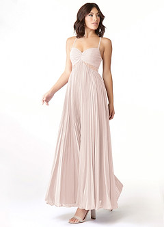 Azazie Devyn Bridesmaid Dresses Rose Petal A-Line Corset Chiffon Dress image3
