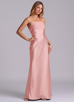 Azazie Ailanie Brudtärnklänningar Klä av Tubklänning i Stretch Satin Axelbandslös Puderrosa image5