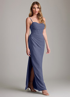 Azazie Mai Bridesmaid Dresses Stormy Sheath Pleated Chiffon Dress image3
