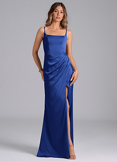 Azazie Donielle Bridesmaid Dresses Royal Blue Mermaid Corset Stretch Satin Dress image4
