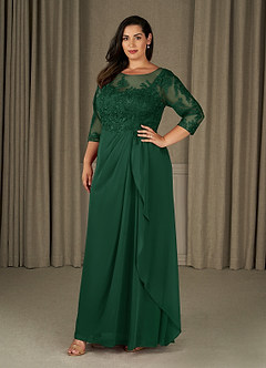 Azazie Calanthe Mother of the Bride Dresses Dark Green A-Line Scoop Chiffon Dress image6