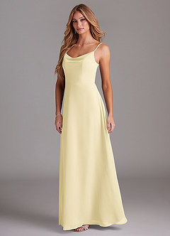 Azazie Daenerys Abiti da Damigella Abito A-Line in Chiffon con Scollo a Cappuccio Sorbetto Al Limone image4