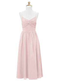 Azazie Zeya Junior A-Linie Chiffon Kleid Zartrosa image7