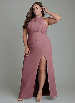 Azazie Jemma Robes de demoiselle d'honneur Robe Fourreau en Mousseline de soie Plissé Améthyste image9