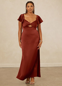 Christian Siriano Bridal for Azazie 1005 Robes de demoiselle d'honneur Robe Fourreau en Satin extensible Encolure en Forme de Cœur Terracotta image12