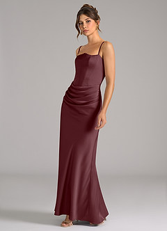 Azazie Debby Jurken voor bruidsmeisjes Converteerbaar Jurk van Stretch Satijn met Zeemeermin Strapless Sangria image6