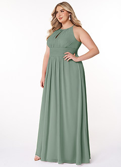 Azazie Bonnie Bridesmaid Dresses Silver Sage A-Line Keyhole Ruched Chiffon Dress image8