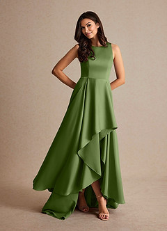 Azazie Niles Mother of the Bride Dresses Juniper A-Line Trains Stretch Satin Dress image7